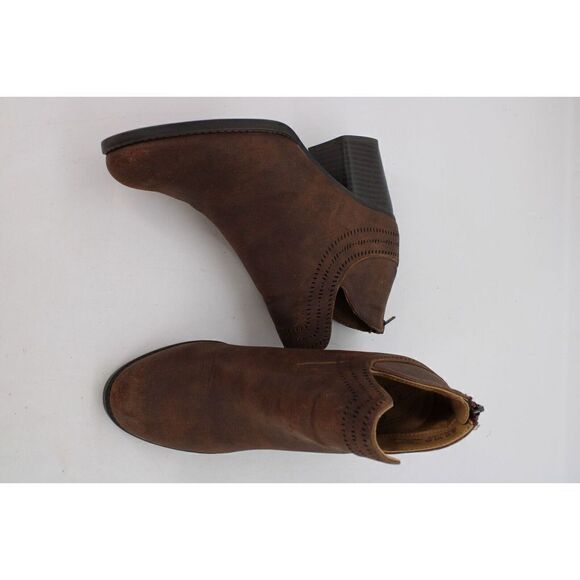 Natural Soul Tapas Womens 7.5 Brown Block Heel Bootie Back Zipper - Picture 2 of 11